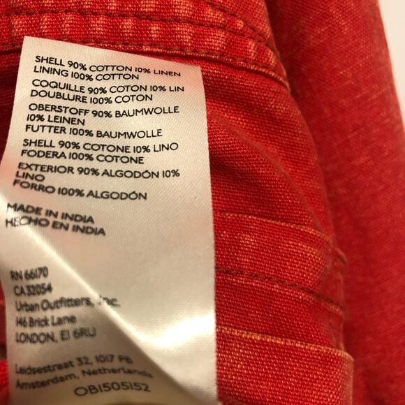 We The Free Womens Dahlia Utility Cotton & Linen Jacket Washed Red Size M - Picture 8 of 11